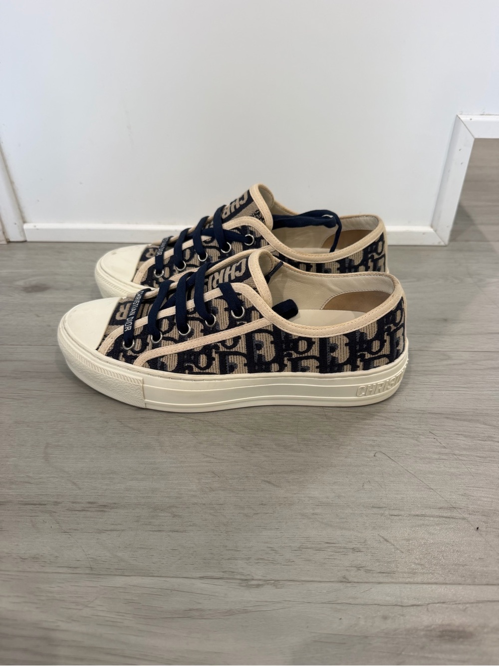 Dior Kids Navy & Beige Monogram Low-Top Sneakers